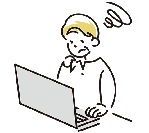 デザインの統一感がなく困っている男性のイラスト